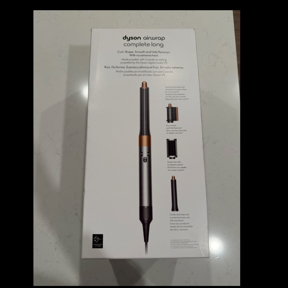 Dyson Airwrap Long in nickel/copper with all add ons.